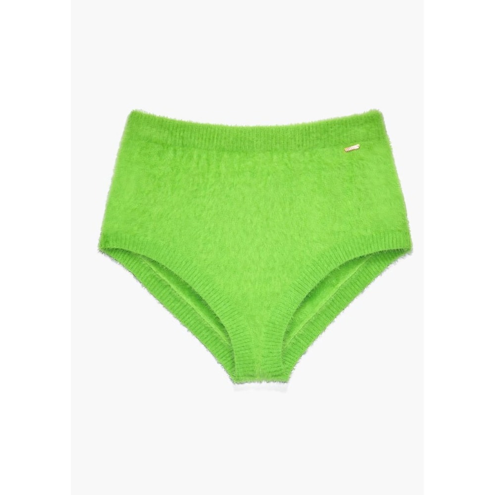 Lime Green Fuzzy Knit High Waisted Shorts Eyelash Knit Lounge Bottoms‎